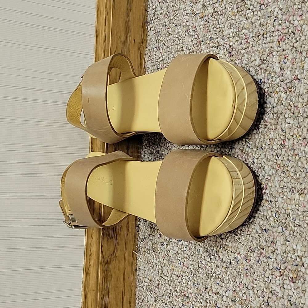 Nisolo All Day Clog Tan Platform Sandals 7.5 Leather Spring Break Coastal - Picture 2 of 6